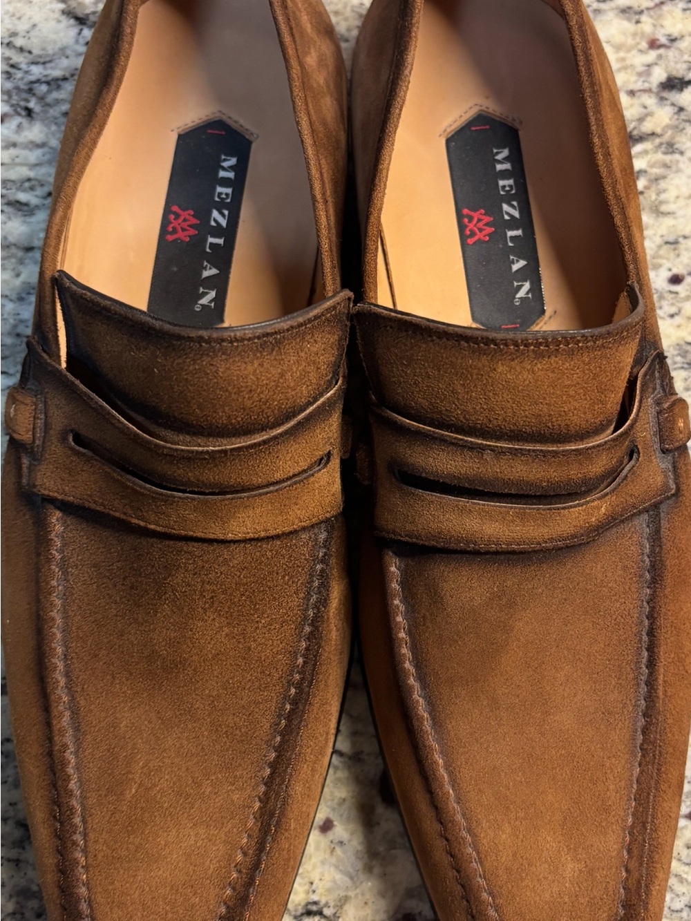 Mezlan Tan Suede Penny Loafers